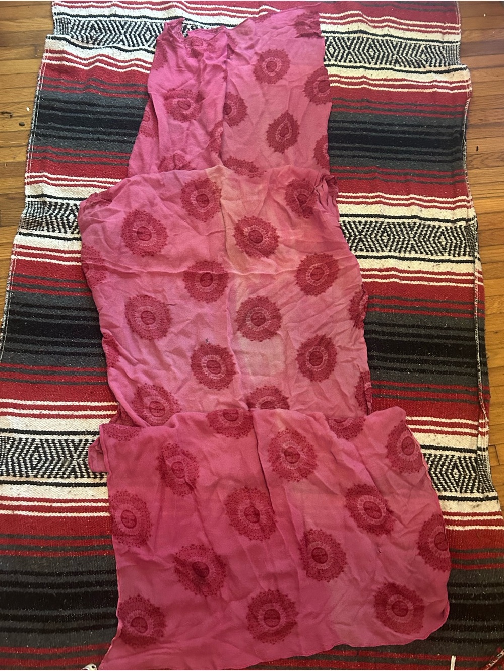 Pink Floral Embroidered Sheer Maxi Skirt
